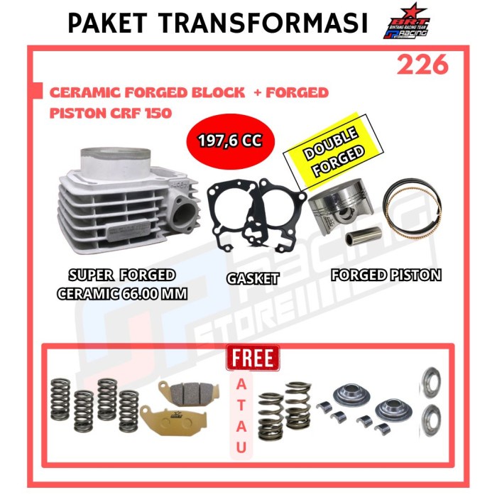 Paket Bore UP BRT Honda CRF 150 Block Ceramic Piston Forged