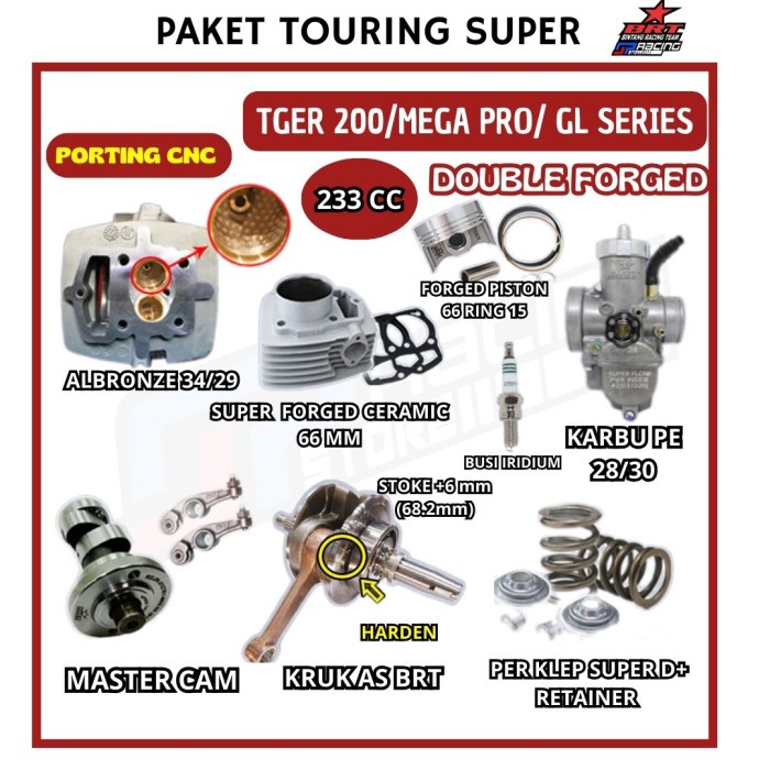 Paket Touring 18 Tiger BRT-Head-Block-Kruk AS-Karbu PE PWK-Per Klep