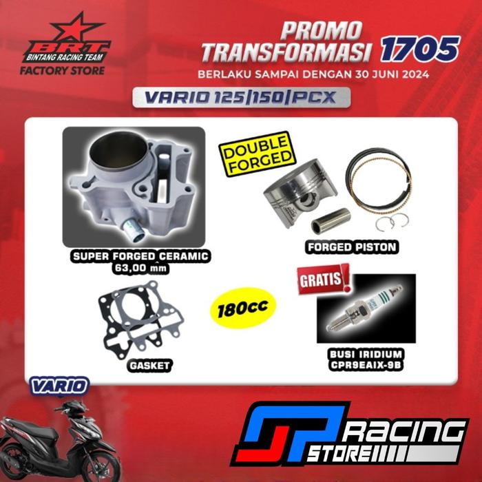 Paket Bore UP Vario 125/Vario 150/PCX 150/ADV 150- Block Ceramic - Piston 63 MM - BRT Promo 1705