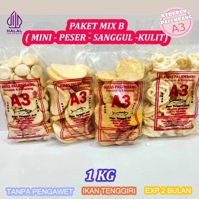 

PAKET MIX B - KEMPLANG MINI PESER SANGGUL KULIT 1 KG KERUPUK IKAN