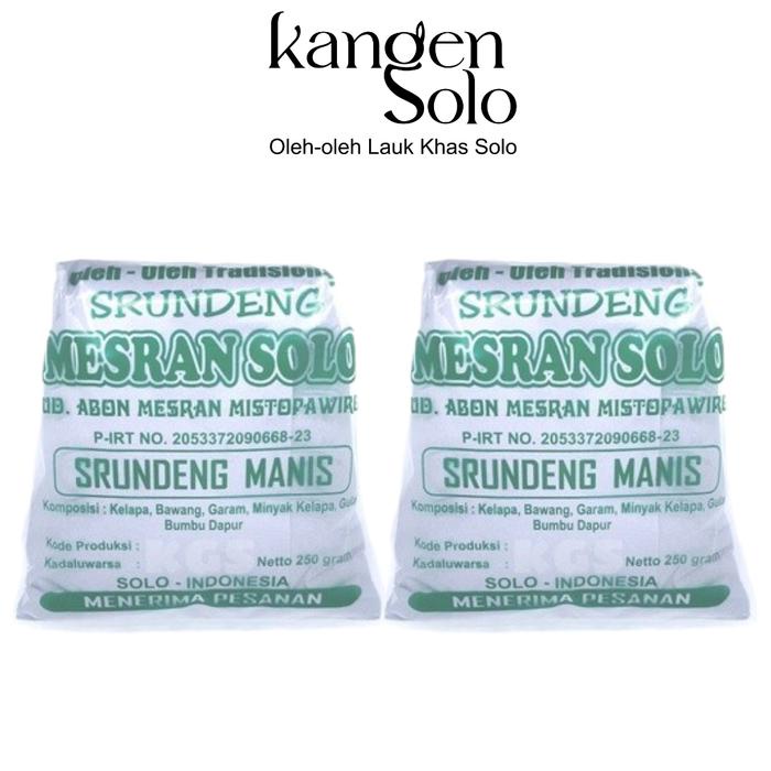 

Serundeng Srundeng Mesran Solo Pedas Manis 250 Gr Oleh Oleh Khas Solo