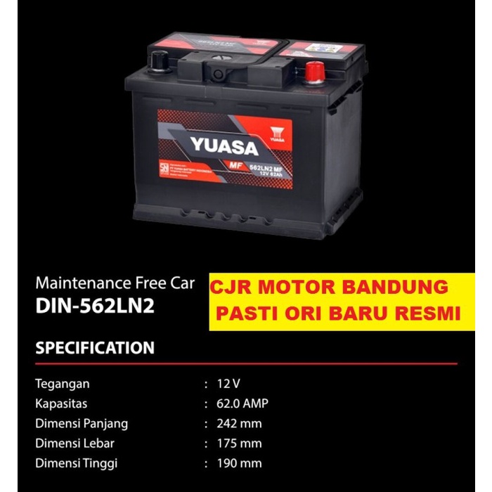Aki Kering Yuasa Mf 562Ln2 355Ln2 Ln2 Mobil Innova Reborn Fortuner Vrz