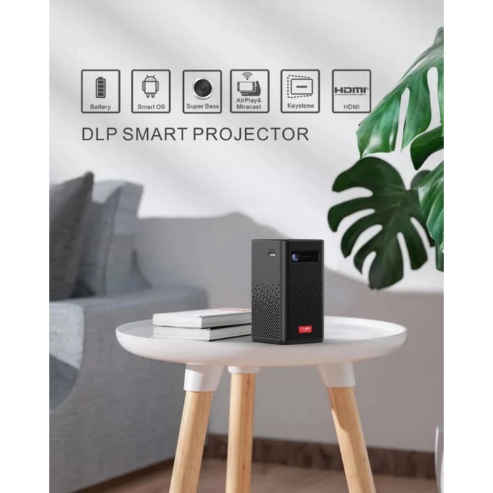 TOUMEI C900 - Mini Smart Android 9.0 DLP Projector - 100ANSI Lumens