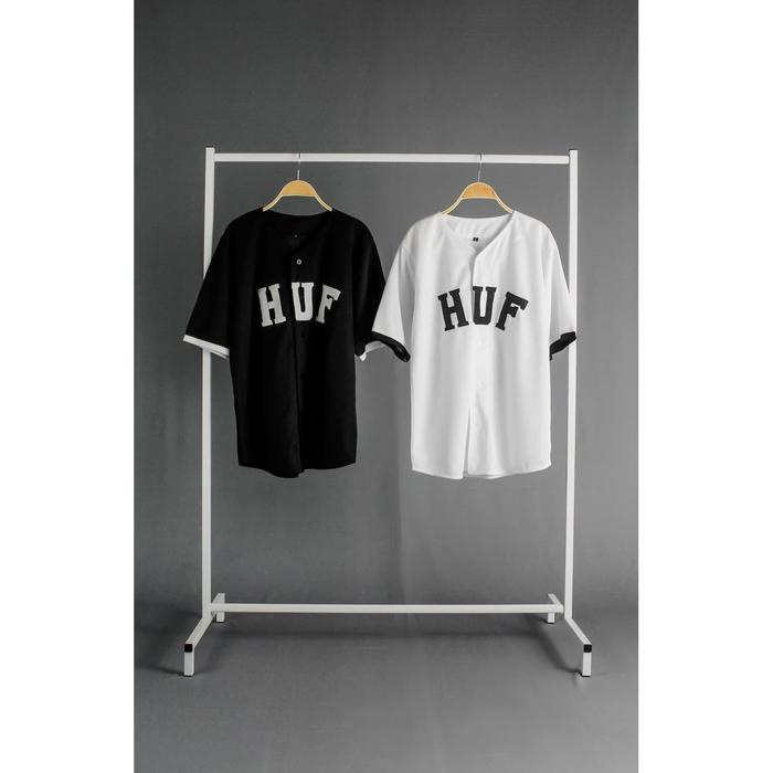 BAJU JERSEY BASEBALL PRIA WANITA HUF HITAM PUTIH BAJU HIP HOP TERMURAH