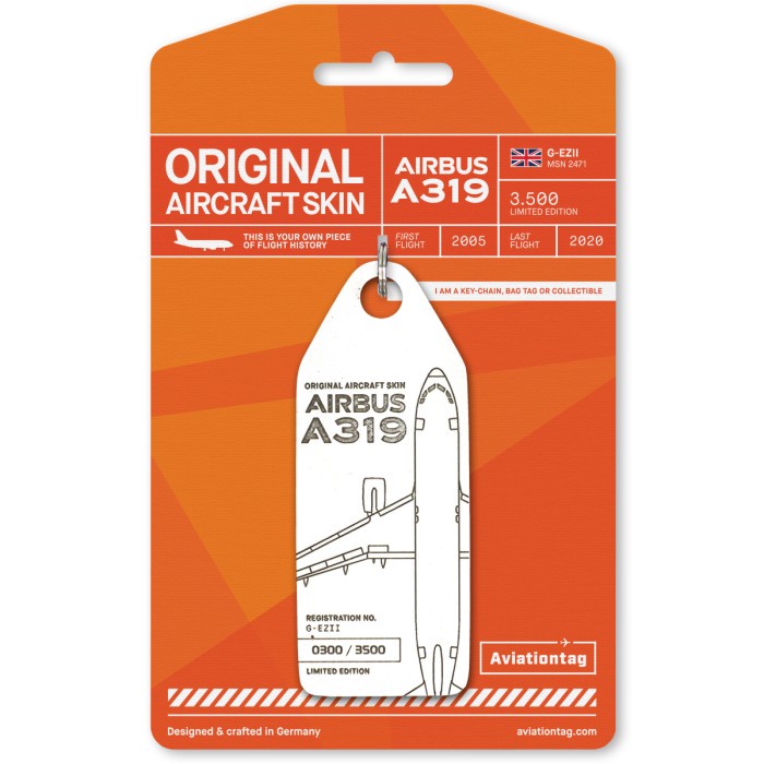 PROMO Aviation Tag Aviation Tag Airbus A319 - G-EZII ( White)