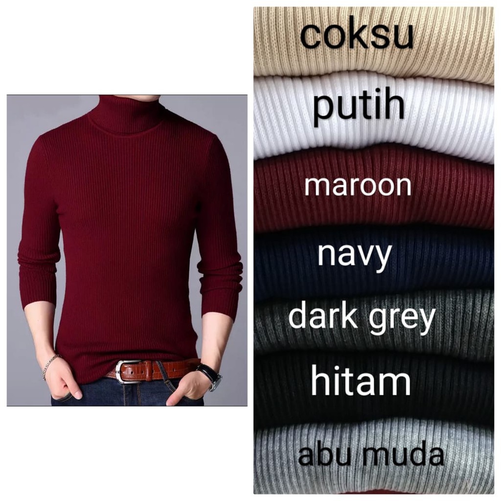 AZL Sweater Rajut Pria kerah tinggi- Turtleneck pria Lengan Panjang Kerah Tinggi - sweater rajut