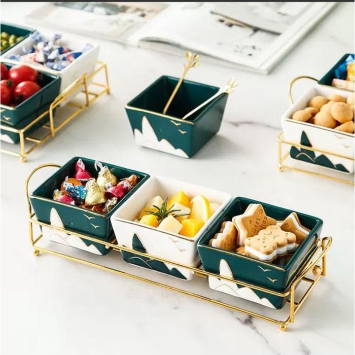 AVELINE SUN SNACK TRAY TEMPAT CAMILAN KERAMIK WADAH SNACK DAN FRUIT