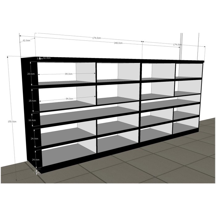 LEMARI ETALASE MINIMALIS HPL CUSTOM BALCK DOVE
