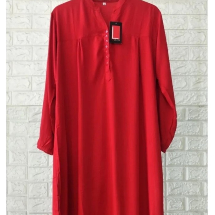 TUNIK POLOS RAYON JUMBO MERAH CABE