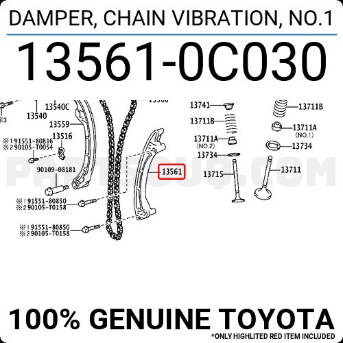 Damper Slipper Tahanan Rantai Chain Set Innova Hilux Bensin 2005-2015