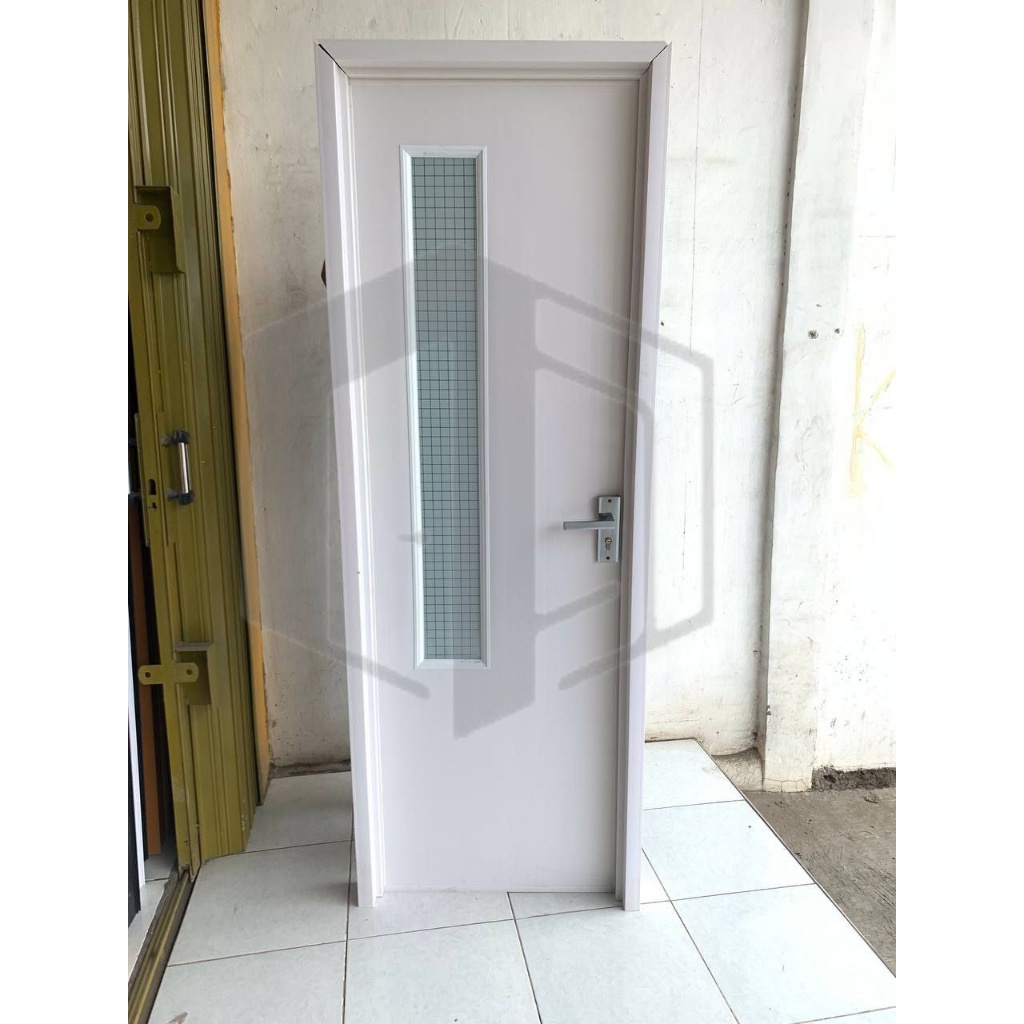 AYOOOLLARIZSS!! Pintu Kamar Mandi PVC Bahan Tebal Handle Kunci Engkol Kaca Es / Buram Minimalis &