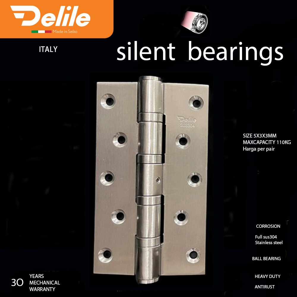 AYOOOLLARIZSS ENGSEL PINTU DELILE ITALY 5X3X3 SUS 304/ENGSEL TEBAL/SUDAH BALLBEARING/ENGSEL