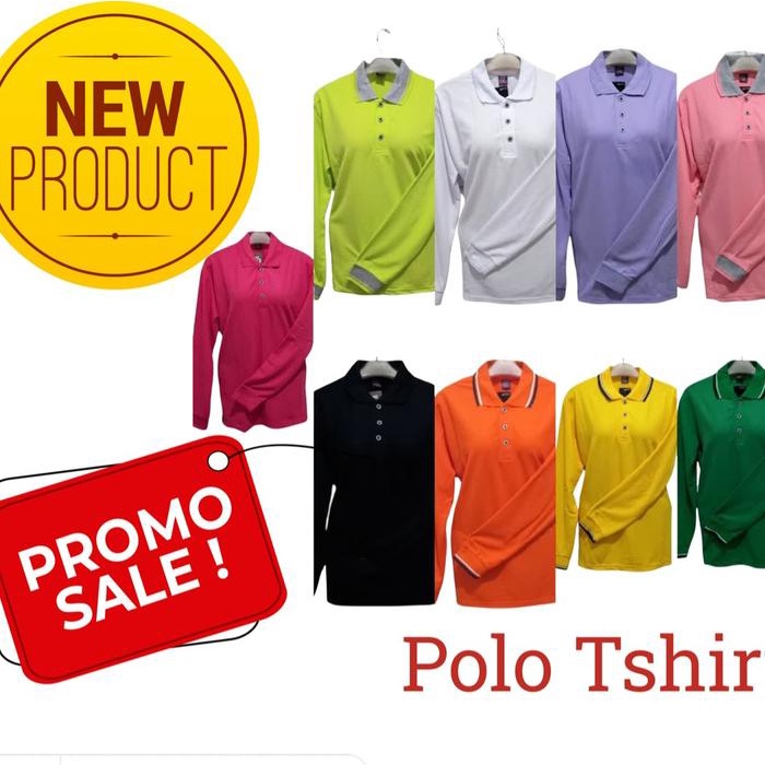 Rds - Promo Kaos Kerah Lengan Panjang Atasan Kaos Olahraga Wanita Hitam Putih Merah Ungu Stabilo