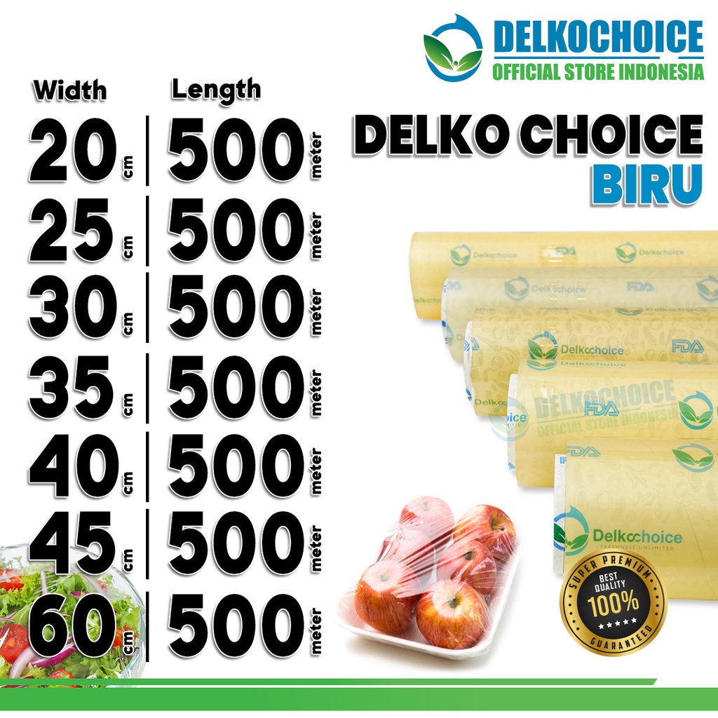 PLASTIK CLING WRAP FOOD GRADE BIRU FOOD WRAPPING DELKOCHOICE /SATUAN