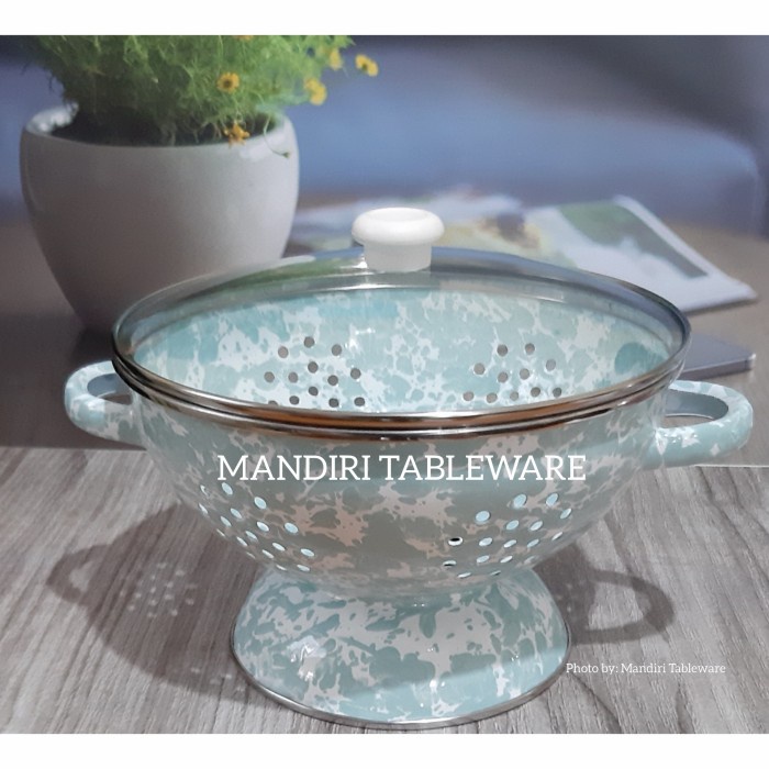 TEMPAT NASI / WAKUL JADUL / TUTUP KACA / ENAMEL / GAGANG STAINLESS