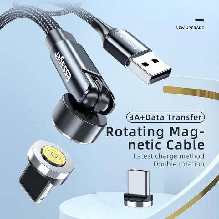 Kabel Data Magnet USB to Type C Magnetic Bisa Di Putar 3A