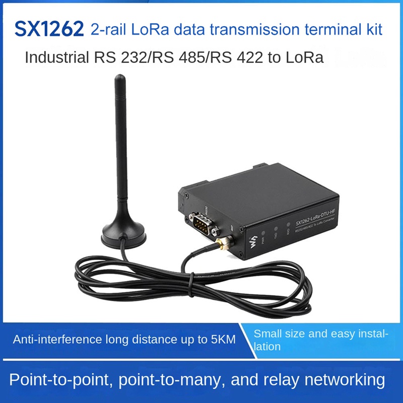 Waveshare SX1262-Lora-DTU-HF 850-930Mhz Guide Rail Lora Data Transmission Terminal DTU RS232/RS485/R