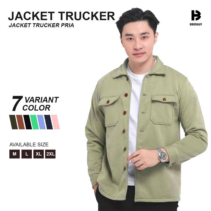 BROGUY Jaket Trucker Pria Casual Outfit Khaki -AmanahJaminan
