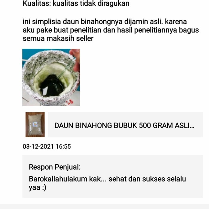 

TERMURAH!! DAUN BINAHONG BUBUK 1 KG ASLI