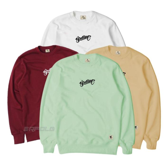Suwiter Crewneck Motif Basic Warna Hijau Mint Kream Sweatshirt Distro Original Erfolg Clothing Brand
