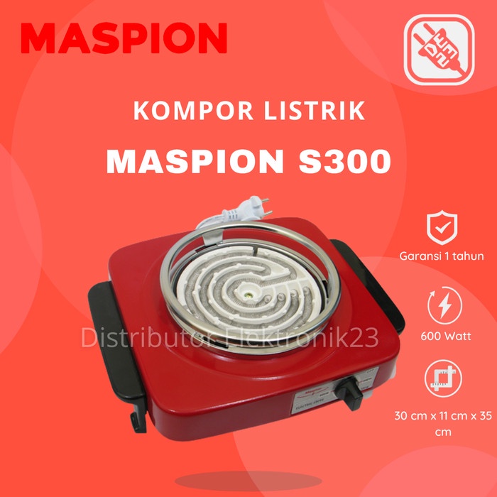 MASPION KOMPOR LISTRIK PORTABLE 1 TUNGKU MINI LOW WATT S300 S301 S302