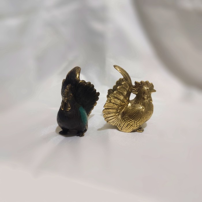 ] Patung Shio Ayam Kecil Hiasan Logam Kuningan Pajangan Ayam Jago Dekor