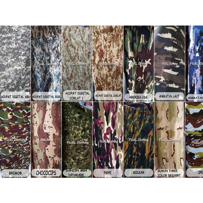 Lariss- Kain Loreng Bahan Motif Camo Ranting Perbakin Loreng Motif