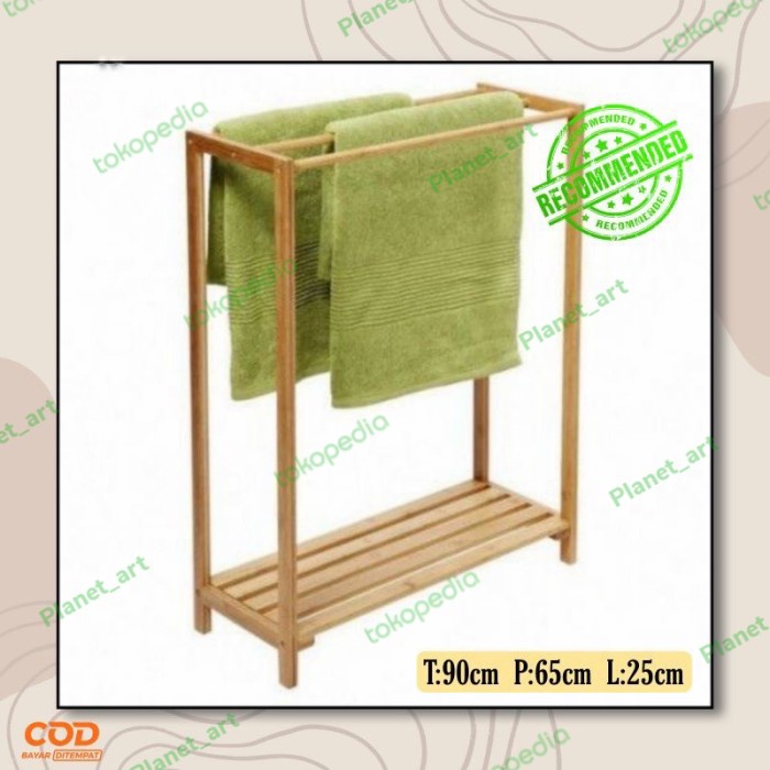 ROYzC- rak handuk kayu minimalis jemuran /tempat handuk
