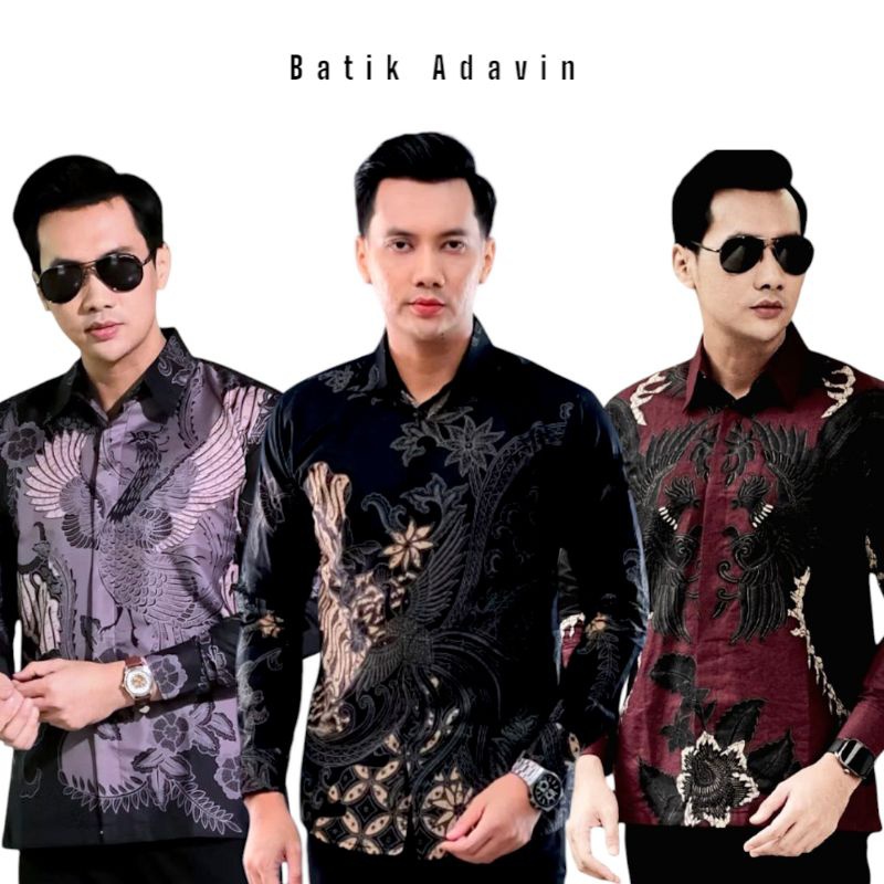 Batik Adavin Batik Pria Lengan Panjang Motif Handara Laskala Hitam Premium Exclusive