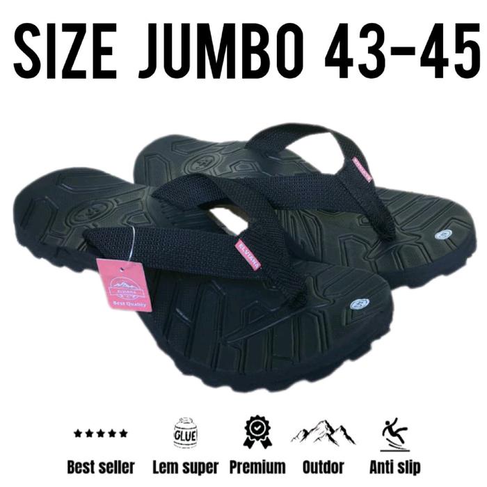 Dresto- (Sandal Jepit Jumbo Bigsize 43-45 Hitam) Lem Kuat Anti Air Karet Pria