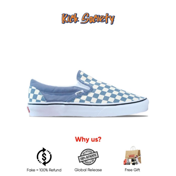 Tapak- Sepatu Sneaker Vans Slip On Classic Blue Mirage Original