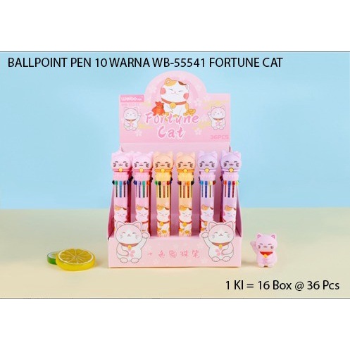 

~^~^~^] ballpoint 10 warna gambar kucing keberuntungan lucky cat satuan benny merek weibo pulpen