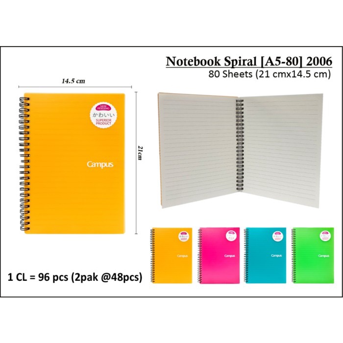 

best seller] buku notes book spiral campus kode 2006 isi 80 lembar adam 14.5 x 21cm