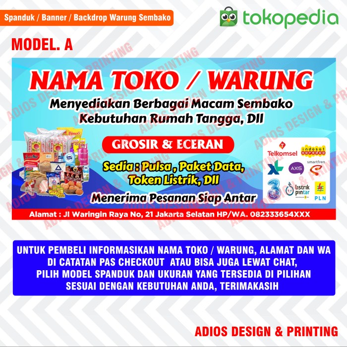 Mntb" Spanduk / Banner Toko Kelontong / Warung Sembako