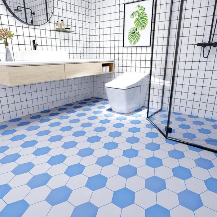 Lantai PVC Stiker Perekat Diri Stiker Lantai Kamar Mandi Toilet Tahan