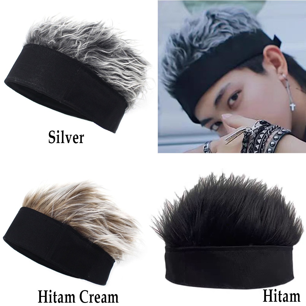 Topi Bulu Viral / Topi Wig Rambut Korea Pendek Gaya R / Topi Wig Rambut Pendek Lurus / Topi Rambut