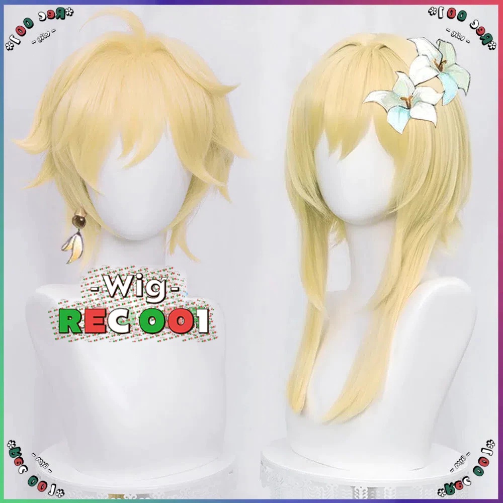 M- Wig Lumine Cosplay Wig Aether Cosplay Genshin Impact Orang Dewasa/Anak-Anak Dapat Menggunakannya