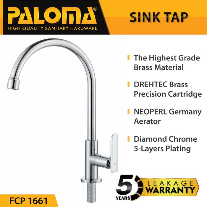 Unik Paloma Fcp 1661 Keran Sink Angsa Cuci Piring Dapur Wastafel Kran Air