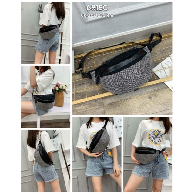 terbaru Waistbag Wanita Tas Dada Fashion Diamond Parasut Premium Import *6185 terlaris