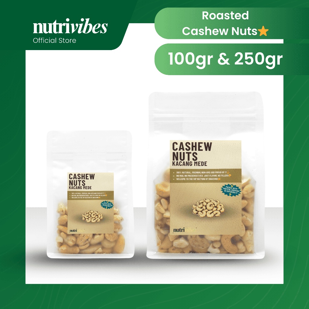 

Kacang Mede Panggang / Roasted Cashew Nut (Snack Pack 100gr & 250gr) - Nutrivibes