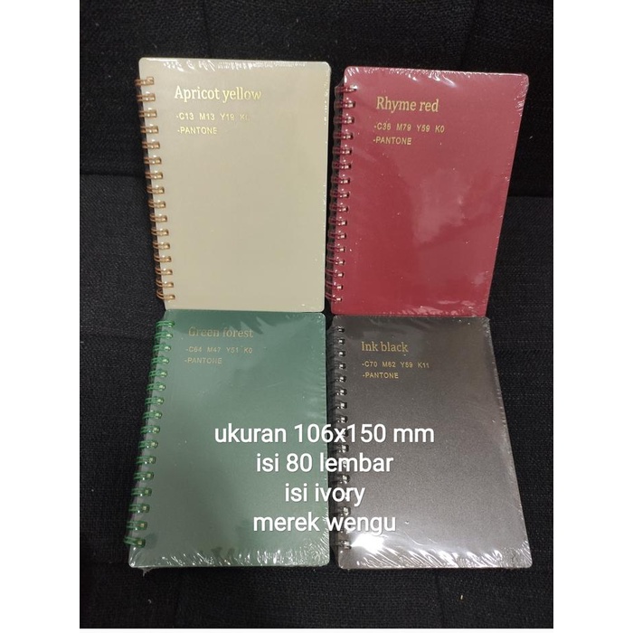 

<<<<<] buku notes spiral wengu pantone a6 80 lembar ivory