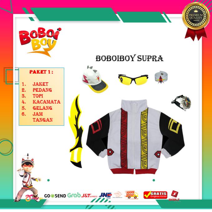 Promo COD Kostum Jaket Boboiboy supra putih / stelan kostum baju boboiboy