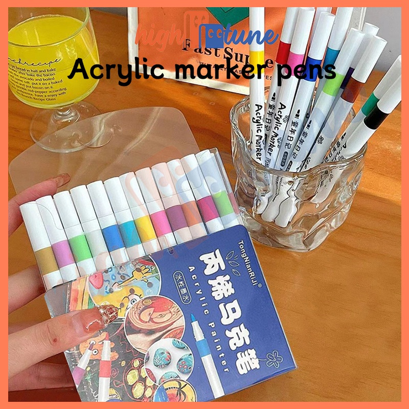 

Hightune Spidol Akrilik Acrylic Marker Set 12/24/36/48 Warnas Paint Marker DIY Painting Tahan Air