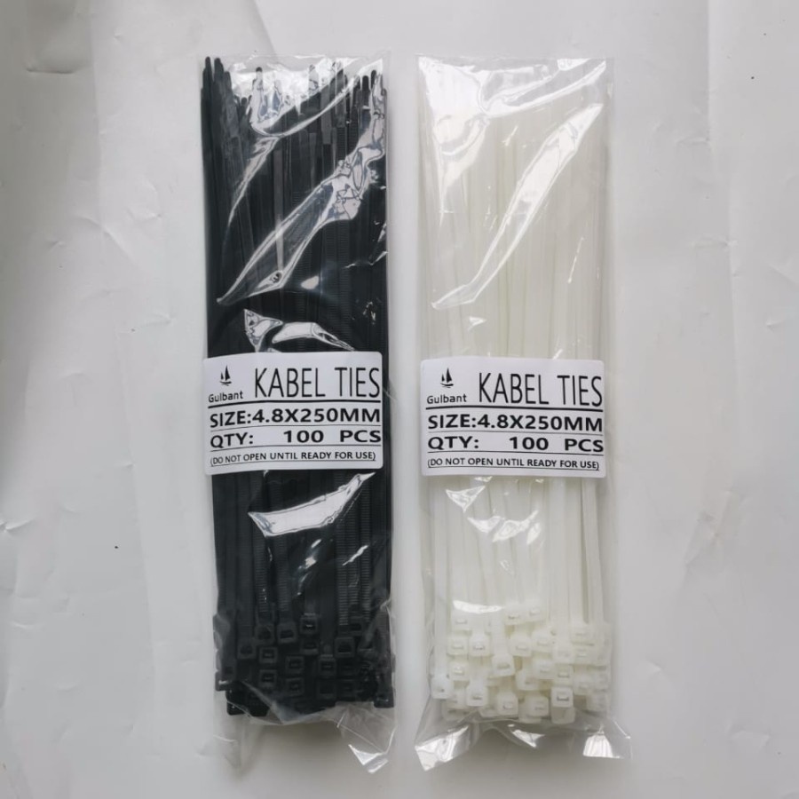 

Kabel ties 4.8x250mm Warna PUTIH/HITAM 1PACK Isi 100PCS
