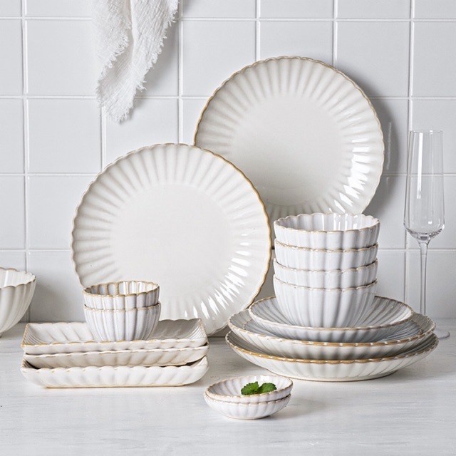 TERBARU PIRING MAKAN KERAMIK PUTIH DINNER SET MILANO