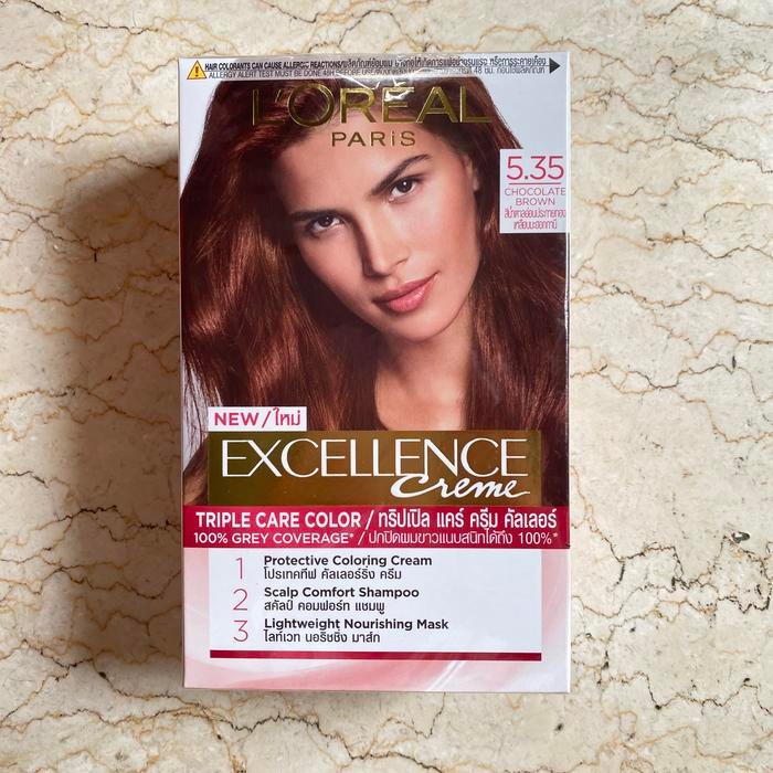 Sale Terbatas Loreal Excellence Creme 5.35 Chocolate Brown Hair Color Cat Pewarna Rambut Coklat Aman
