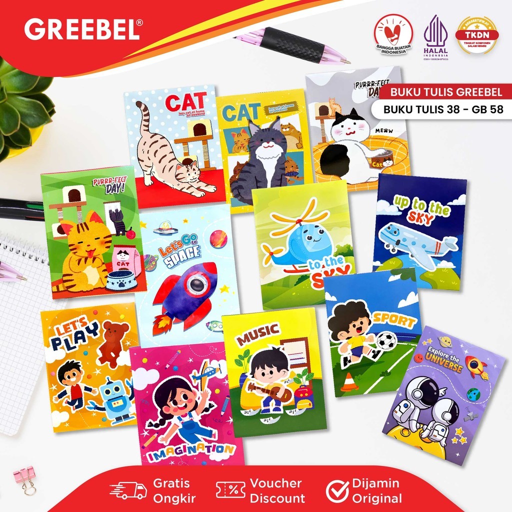 

GREEBEL Buku Tulis 58 Lembar / Buku Tulis Sekolah / Buku bergaris Isi (10 Buku/pak)