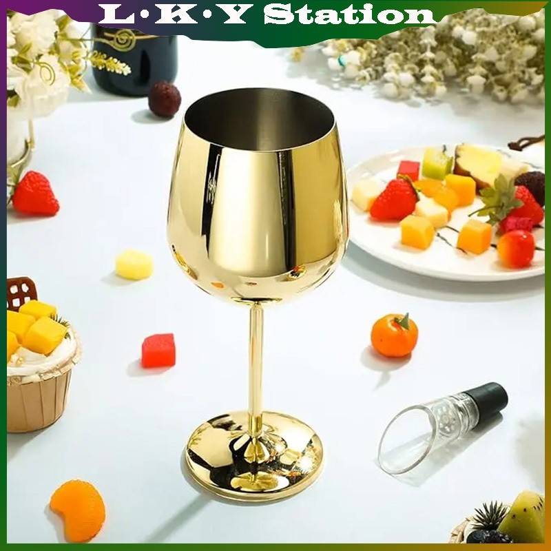 Terlaris 500ml Gelas Wine Goblet Stainless Gold / Red Wine Gelas Wine Goblet Bar Resto Cocktail