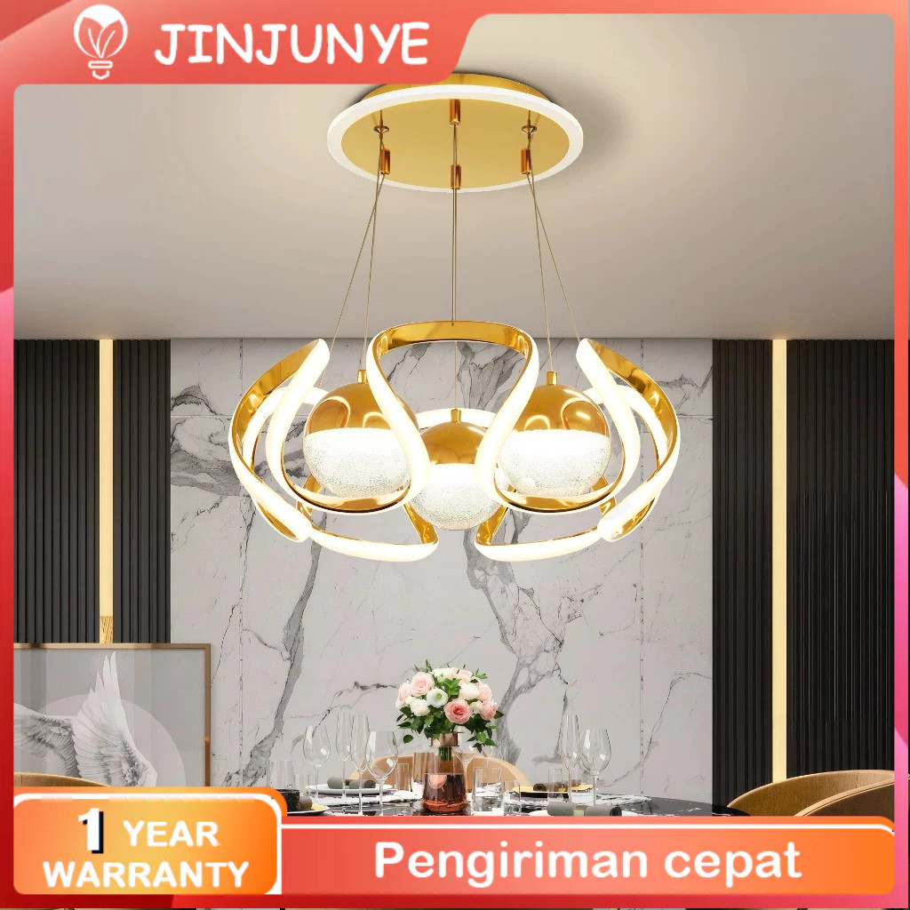 Lampu Gantung Ruang makan Minimalis Lampu hias gantung Meja Makan LED 3 Warna Lampu Gantung Ring