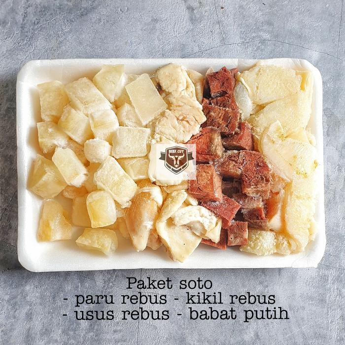 

Kirim,HariYgSama- paru sapi rebus/usus sapi/babat bersih/kikil rebus paket soto 500gr